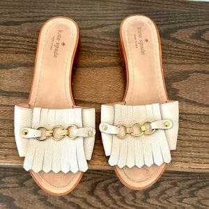 kate spade - White Leather Slides